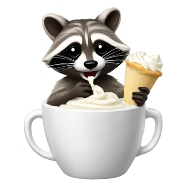Raccoon eating whipped cream out of a cup sticker