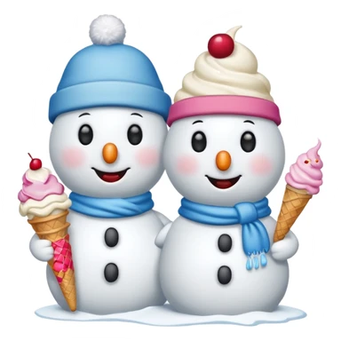 snowmen wearing cap with ice cream sticker