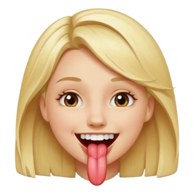 make a blonde girl smiling while her tounge is covering her top front teeth sticker