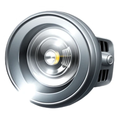 A car headlight, shining brightly with a focused beam of light, cutting through the dark, illuminating the road ahead. The light is intense and clear, often with a white or yellowish glow sticker