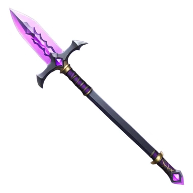 A Discord emoji of a sharpened obsidian blade with a glowing purple rune on the hilt. High-end fantasy style, sleek, metallic black, white background. sticker