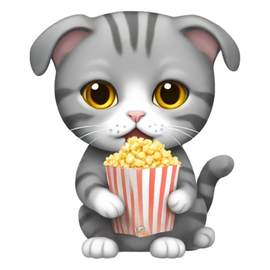 Scottish fold Cat eating popcorn sticker