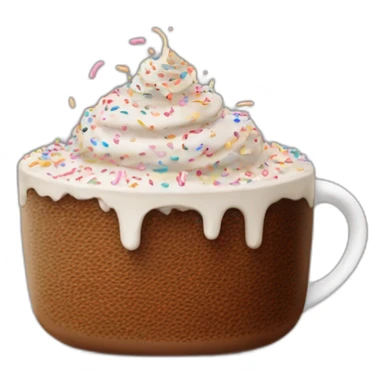 Coffee with sprinkles and cake sticker