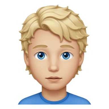 Teenage boy with blue eyes, blonde wavy hair and thick lips sticker