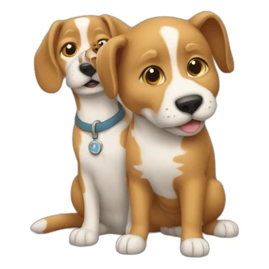 Un chat et un chien qui se tiennent la main sticker