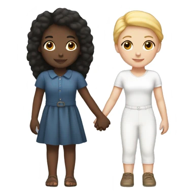 Black girl and a White Girl Holding hands sticker