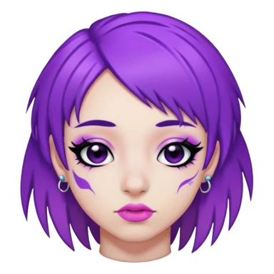 Emo girl with purple mullet and piercings and black eyeliner  sticker
