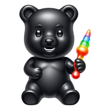 Black Gummy Bear with horn sticker