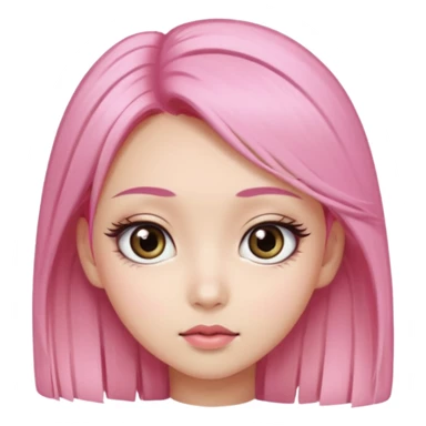 An Asian girl with pink-blonde hair, big eyes, thick eyebrows, and long eyelashes; only her head... sticker