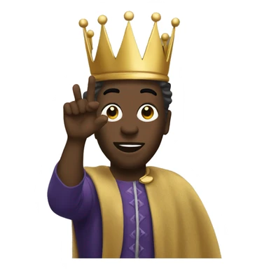 King Baldwin with a mask on raising his hand sticker