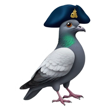 pigeon with a napoleon hat sticker