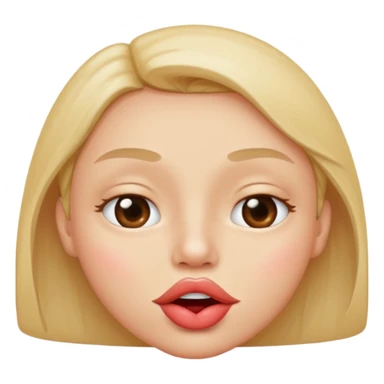 

I'd like an emoji with slightly squinty eyes, a mouth giving a tight kiss with little creases around the lips sticker