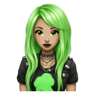 hime gyaru girl, neon green hair, dark makeup, punk clothes sticker