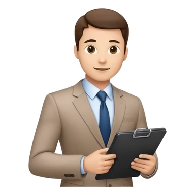 Professional business manager in a suit with a clipboard sticker