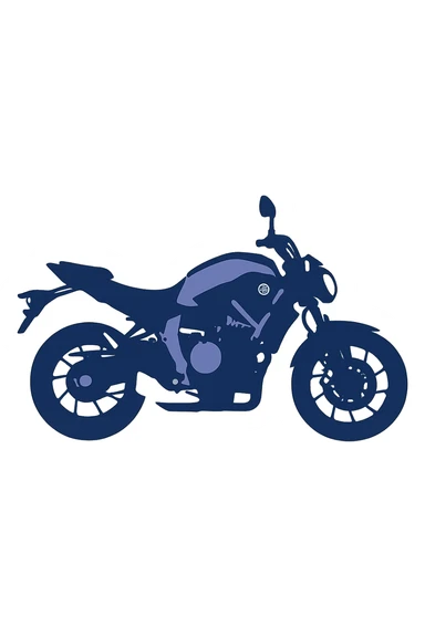 silhouette of a Yamaha MT-07 motorcycle, flat style, simple and modern, transparent background sticker