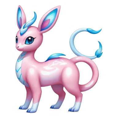 Shiny Sparkly Iridescent Bioluminescent Glowing Lumineon-Amaura-Dragonair-Sylveon-Fakémon-hybrid-creature (full body)  sticker