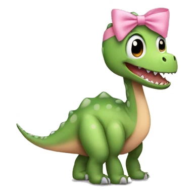 Dinosaur with a baby pink bow on sticker