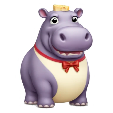 Cheese hippo with a bow on sticker