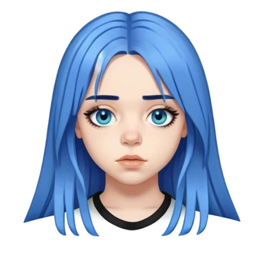 billie eilish long blue hair dark eyeliner sticker