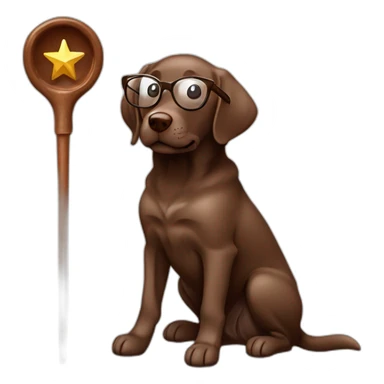 Labrador Retriver chocolate color whit a magic wand and glasses sticker