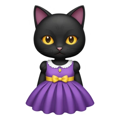 Black cat with dress sticker