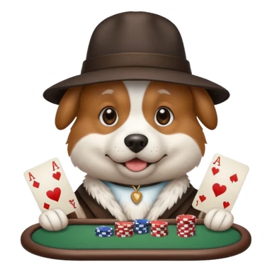 Dog play poker sticker