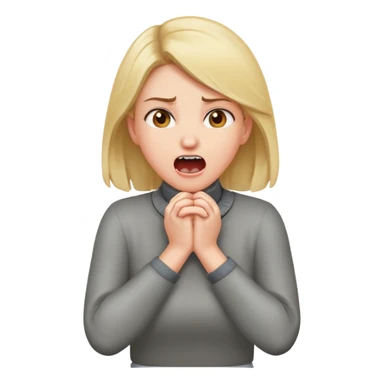 yelling girl two arms crossed on neck sticker