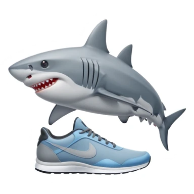 a shark with nike showes sticker