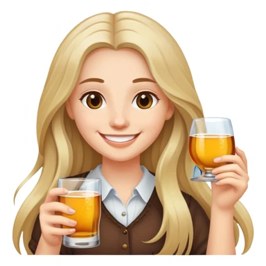 smiling girl with long hair and alcohol in her hands sticker