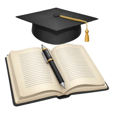 "A white open book,The pen should be positioned as placed exactly in the center between the pages.  if held by a right-handed person - meaning the direction is reversed compared to a left-handed grip. The pen should be uncapped, and the cap placed behind it." sticker