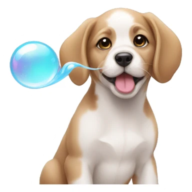 puppy blowing a bubble sticker