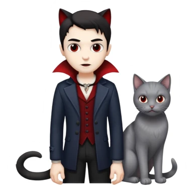 vampire with grey cat at feet sticker
