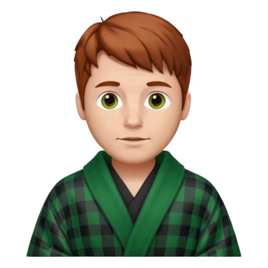 redish brown haired man with a black and green checked robe sticker