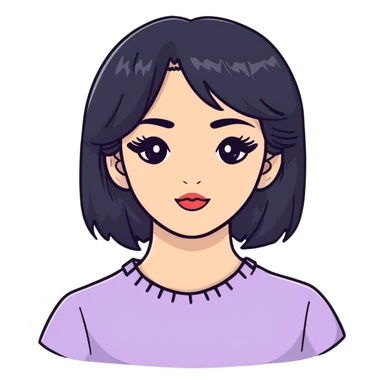 Black hair girl with makeup  sticker
