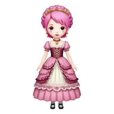 Isolated detaile illustration of the most modern raspberry torte doll figurine full body with pink hair sticker