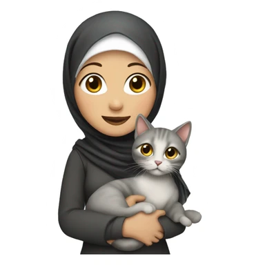 white pretty woman with hijab holding a cat sticker