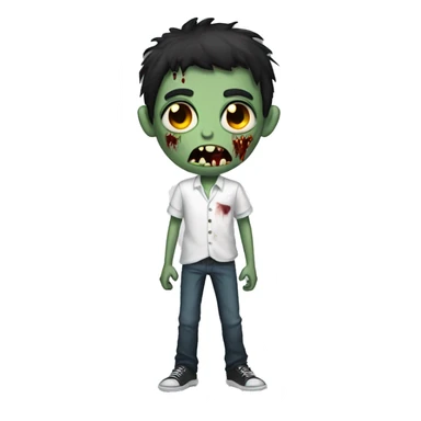teen boy zombie with dark hair and white shirt sticker