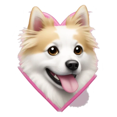 White and blonde spots spitz in a pink heart sticker