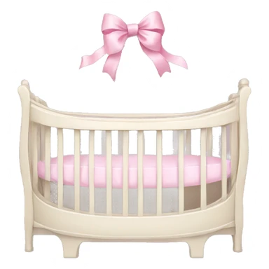 Elegant baby crib with pink bow sticker