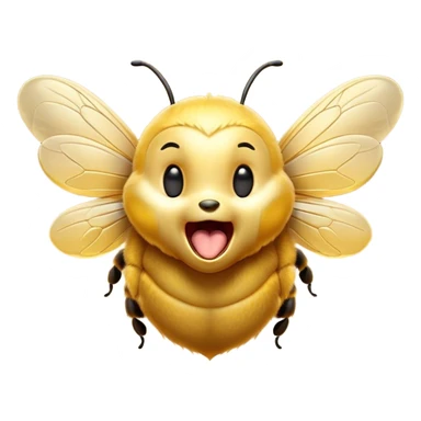 Cinematic Cute Yawning Bee Portrait Emoji, Head tilted slightly with a dramatic, wide-open yawn, showcasing a tiny, fuzzy body with gently drooping wings and sleepy, half-closed eyes, Simplified yet irresistibly adorable features, highly detailed, glowing with a soft, cozy golden glow, high shine, relaxed yet expressive, stylized with a dash of whimsical honey charm, soft glowing outline, capturing the essence of a drowsy yet affectionate bee that appears ready to stretch out for a nap! sticker