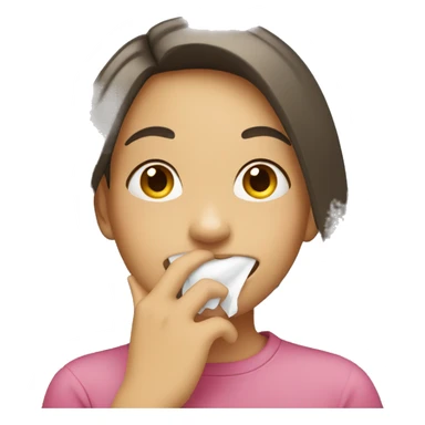 Girl smiling while covering mouth sticker