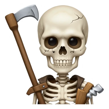 Una cara de esqueleto con una acha sticker