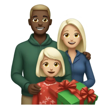 White family Christmas with presents  sticker