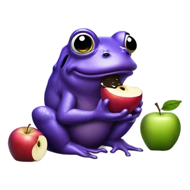 A purple frog drinking mud while eating an apple while wearing crocs sticker