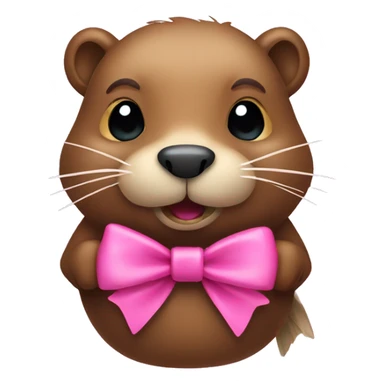 Beaver with a pink bow sticker