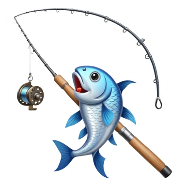 curve fishing rod with fish sticker