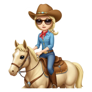 Cowgirl with sunglasses riding a horse  sticker