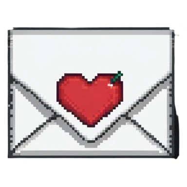 Pixelated love letter with a heart seal sticker