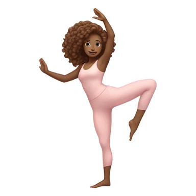 yoga girl in light pink outfit with long curly hair to the floor sticker