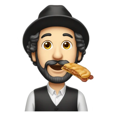 A orthodox jewish man eating Wiener Schnitzel  sticker